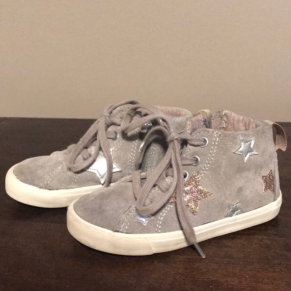 Suede star appliqué sneakers, Grey, Zara baby